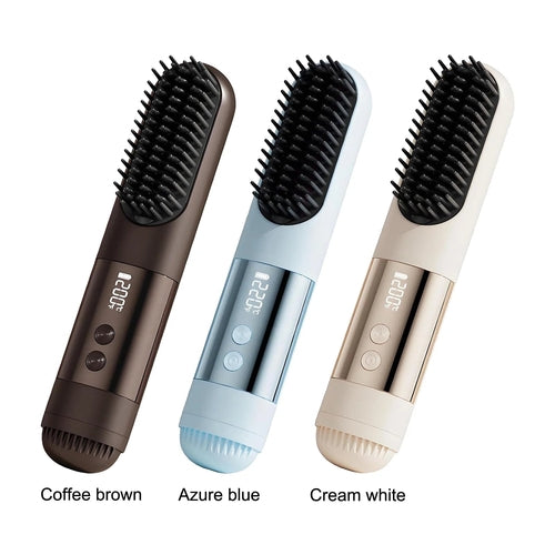 Cordless Hair Straightener Brush for Travel USB Rechargeable Portable